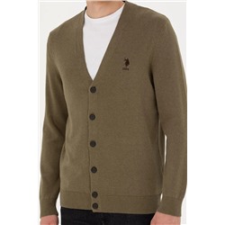 Erkek Haki Melanj Basic Triko Hırka