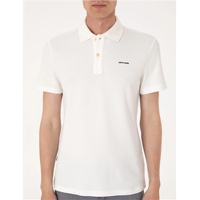Ekru Slim Fit Örme Dokulu Polo Yaka Tişört