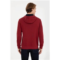 Erkek Vişne Kapüşonlu Sweatshirt