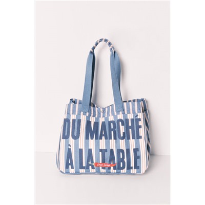 Bolso shoper algodón estampado rayas