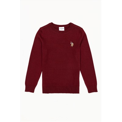 Erkek Çocuk Bordo Bisiklet Yaka Triko Kazak