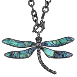 Кулон Стрекоза (гелиотис; покрытие черный родий) 80см, Есть комплект