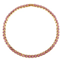 Колье Теннис (кристаллы SW розовые 4мм; покрытие золото) 36-39см, Есть комплект