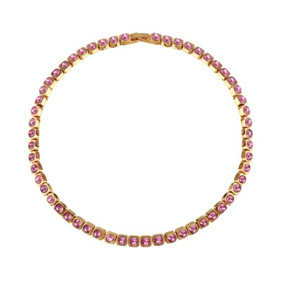 Колье Теннис (кристаллы SW розовые 4мм; покрытие золото) 36-39см, Есть комплект