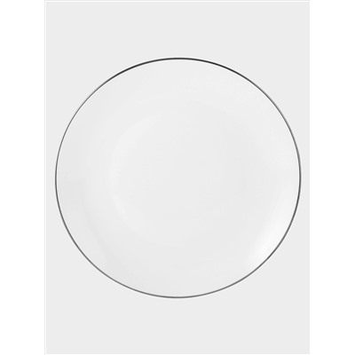 Тарелка обеденная, 27,5 см, фарфор P, белая, с серебристым кантом, White Platinum