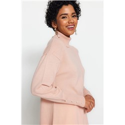TRENDYOL MODEST Pembe İnci Detaylı Balıkçı Yaka Triko Kazak TCTAW24AK00121