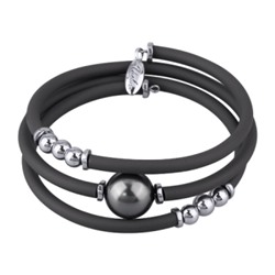 Браслет Гевея (Майорка 14мм темно-серая, каучук графит; покрытие родий), Есть комплект