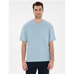Açık Mavi Comfort Fit Basic Tişört
