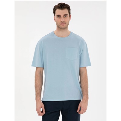 Açık Mavi Comfort Fit Basic Tişört