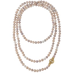 Колье (жемчуг розовый микс 7-8мм, фианит; покрытие золото) 140см, Есть комплект