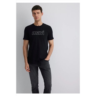 Mavi Logo Baskılı Siyah Tişört Slim Fit / Dar Kesim 065781-900