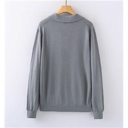 Мужской изысканный вязаный свитер с V-образным вырезом и отворотом