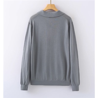 Мужской изысканный вязаный свитер с V-образным вырезом и отворотом