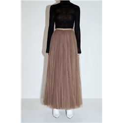 Falda larga de talle alto Marrón