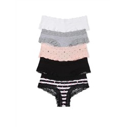VICTORIA'S SECRET 5-Pack Lace Waist Cotton Cheeky Panties