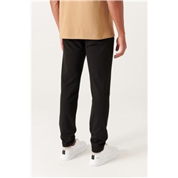 Siyah Armürlü Esnek 5 Cepli Slim Fit Dar Kesim Kanvas Pantolon