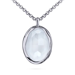 Кулон Грация (кристаллы SW 30х22 белый электрик; покрытие родий) 90-95см, Есть комплект