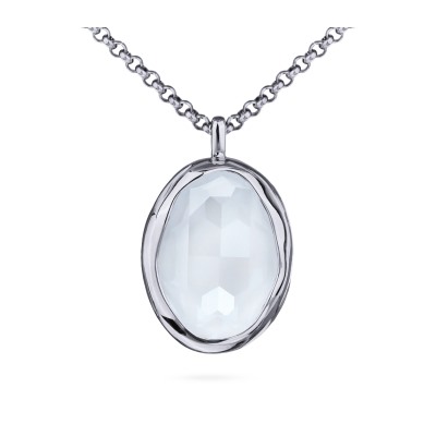 Кулон Грация (кристаллы SW 30х22 белый электрик; покрытие родий) 90-95см, Есть комплект