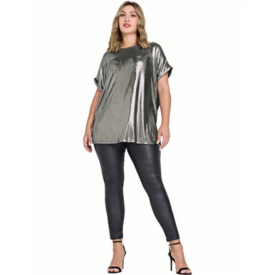 Женская футболка с металлизированным эффектом Plus Size