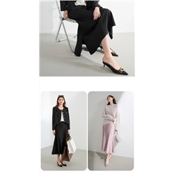 Элегантная атласная длинная юбка с высокой талией и разрезом [рыбий хвост]