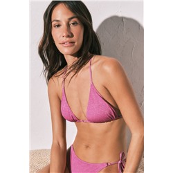 Top bikini triangular rosa brillo