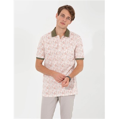 Haki Regular Fit Desenli Polo Yaka Tişört