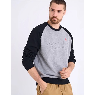 RAGLAN SLEEVE EMBOSSED FLEECE PULLOVER