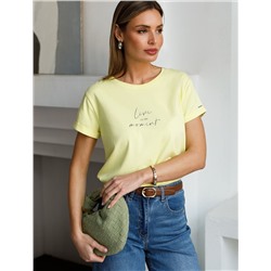 Свободная футболка с принтом из премиального хлопка с эластаном