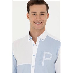 Erkek Mavi Uzun Kollu Gömlek