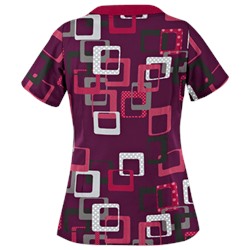 UA Sassy Square Wine Print Scrub Top