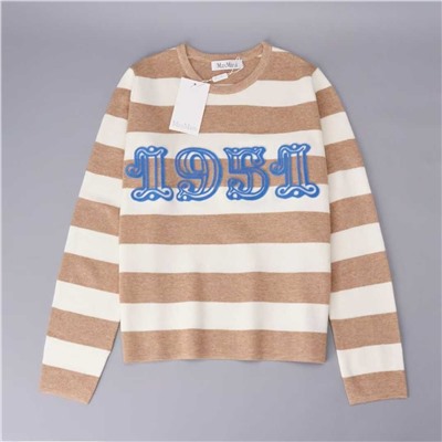 Модный простой шерстяной свитер контрастного цвета  МАКС МАР*А