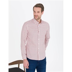 Nar Çiçeği Slim Fit Uzun Kollu Gömlek