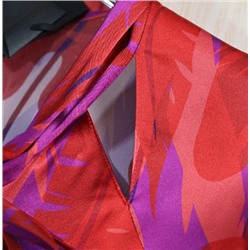 Шелковая шелковая набивная повседневная рубашка с длинным рукавом и струящимся воротником