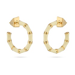 Серьги Бамбук (эмаль сливочное масло, 2.5см; покрытие золото), Есть комплект