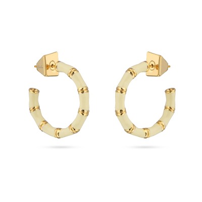 Серьги Бамбук (эмаль сливочное масло, 2.5см; покрытие золото), Есть комплект