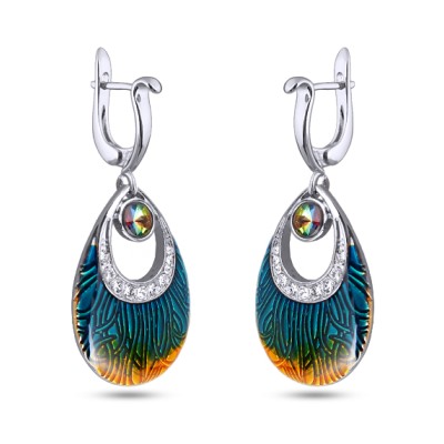 Серьги (кристаллы SW микс, эмаль; покрытие: родий)