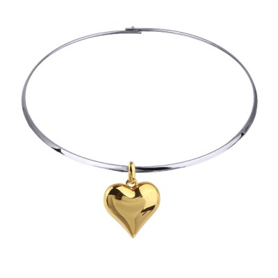 Колье-чокер Сердцебиение (2, 5см, покрытие золото, родий) 42см, Есть комплект