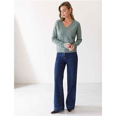 Джемпер с V вырезом из мягкой пряжи с кашемиром