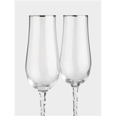 Бокал для шампанского, 230 мл, 2 шт, стекло, с серебристым кантом, Rhapsody