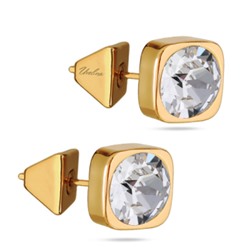 Пусеты Теннис (кристаллы SW белые 8мм; покрытие золото), Есть комплект