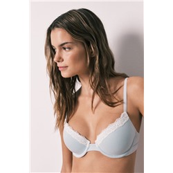 Sujetador clásico algodón canalé azul BEAUTIFUL