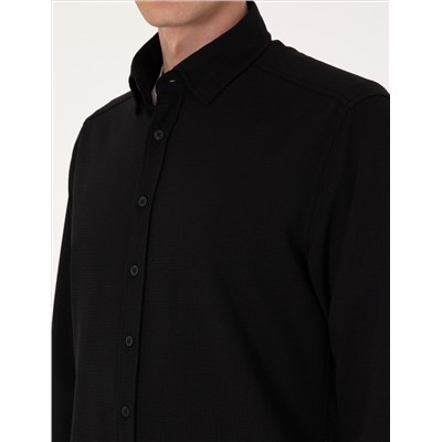Siyah Slim Fit Uzun Kollu Gömlek