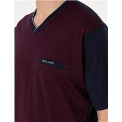 Bordo Kısakol 3'lü Jakarlı Pijama Takımı