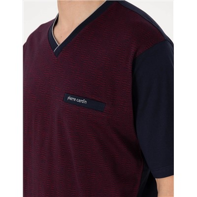Bordo Kısakol 3'lü Jakarlı Pijama Takımı