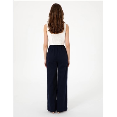Lacivert Yüksek Bel Loose Fit Pantolon