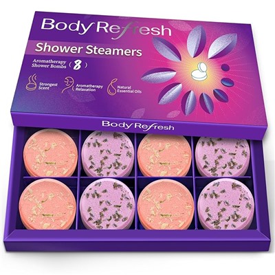 Shower Steamers Aromatherapy - 8 Pack Shower Bombs with Essential Oils, Valentines Day Gifts for Her Women, Birthday Gifts for Women Self Care Relaxation Home SPA Stress Relief Galentines Gift Set