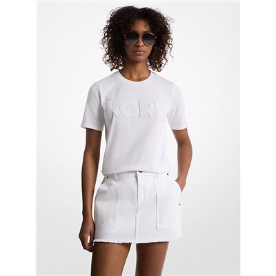 Michael Kors Outlet Sequined Logo Cotton T-Shirt