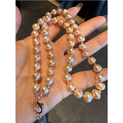 Жемчужный набор из 3-х предметов бусы+браслет+серьги