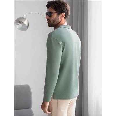 Лонгслив с воротником поло на пуговицах из премиального хлопка с эластаном