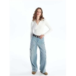 Женский лонгслив-поло в рубчик ZAR*A